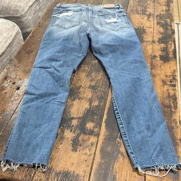 BKE Women's Two-Tone Blue Skinny Jeans with Raw Hem - Picture 3 of 6